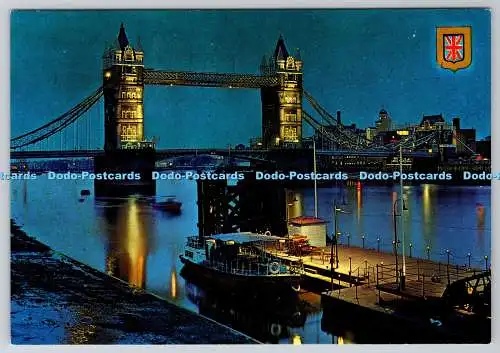 D317292 London. Tower Bridge und Themse bei Nacht. Golden Shield. Fisa I.G