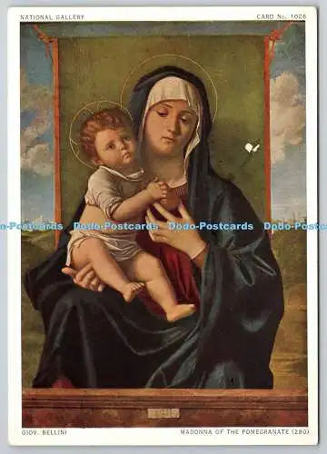 D322535 Giovanni Bellini. Granatapfelmadonna. Postkarte Frohe Weihnachten