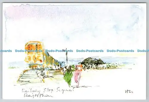 D314527 Indien. Rajasthan. Bahnhaltesignal. Sir Hugh Casson. Rette ein Kind. Ch