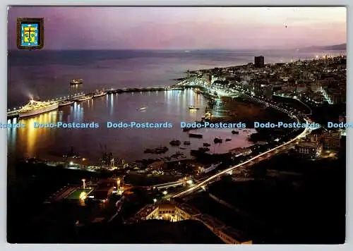 D319147 Santa Cruz de Tenerife. Hafen-Nachtblick. Fisa. Postales Escudo de