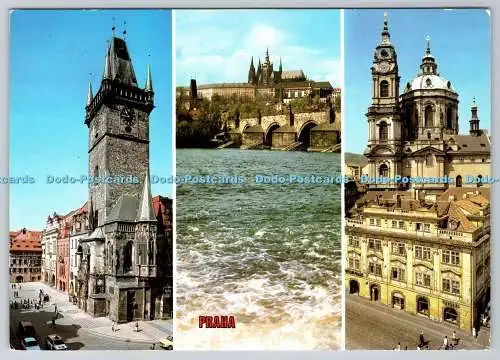D314877 Praha. Staromestska radnice. Prazsky hrad s Karlovym mostem. Chram sv. M