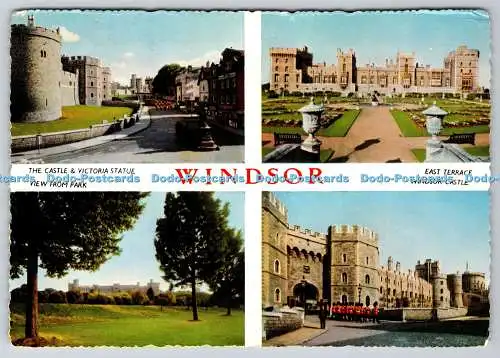 D315126 Windsor. Schloss und Victoria Statue. Ostterrasse. Blick vom Park. Valen