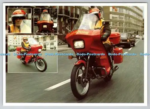 D323184 Expresspost Motorradfahrer in London. Das Haus Questa. London. A Post