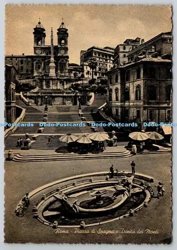 D319607 Roma. Piazza di Spagna e Trinita dei Monti. Stab Grafico Cesare Capello