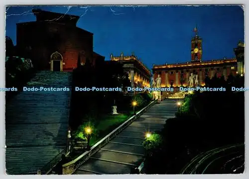 D315253 Roma di Notte. Kapitol und Kirche von Ara Coeli. Fotocolor. Alterocca. Te
