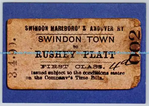 D323366 Swindon Town Rushey Platt. First Class. Reisebefugnis. Wiltshire R