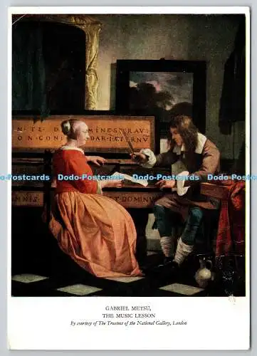 D318170 London. Nationalgalerie. Gabriel Metsu. Musikunterricht. Medici Society. G