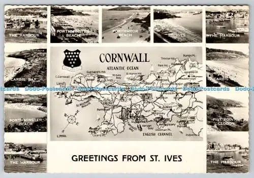 D319828 Grüße aus St. Ives. Cornwall. Carbis Bay. Valentinstag. RP. Multi View