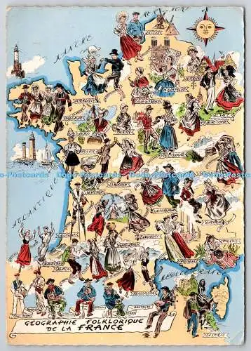 Karte D318337. Geographie Folklorique de la France. Les Provinces Francaises. La F