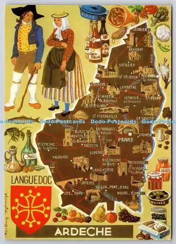 D318346 Karte. Ardèche. Les departements francais vus par Cap Theojac. Panazol. Po