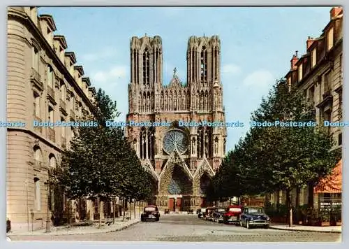 D319961 Reims. la Cathedrale et la Rue Rockefeller. Reims Kathedrale