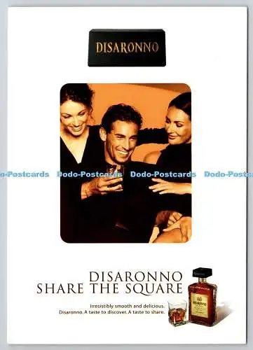D318374 Disaronno. Quadrat teilen. Werbekarte Alkoholisches Getränk. Boomera