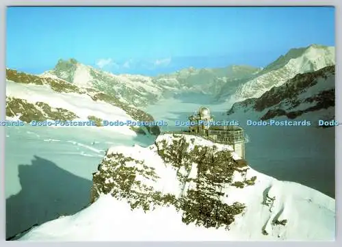 D315615 Jungfraujoch Top of Europe. Luftaufnahme Sphinx. Aletschgletscher und Vala