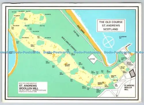 D323777 Karten. The Old Course St Andrews Wollmühle. Schottland. Ortsregeln. Pos