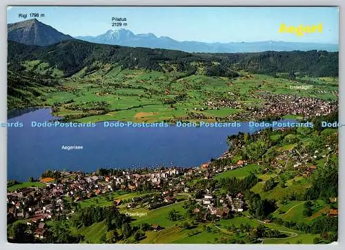 D315725 Schweiz. Aegerisee mit Ober und Unterageri. Flugaufnahme. Rud. Suter