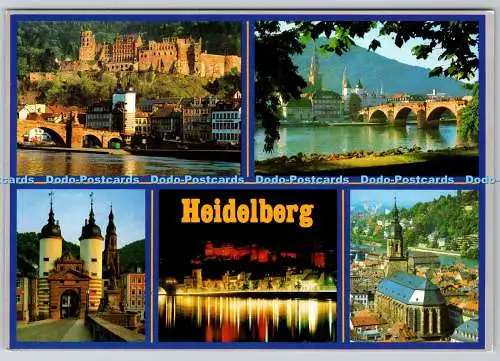 D315733 Heidelberg. Schloss und Stadt. Partie am Neckar. Bruckenturme. Heiliggei