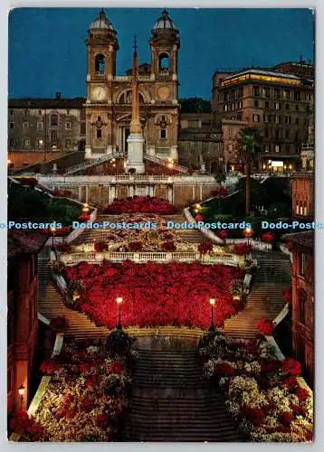 D318551 Roma di Notte. Kirche Trinita dei Monti. Italienischer Marktführer für Souvenirs