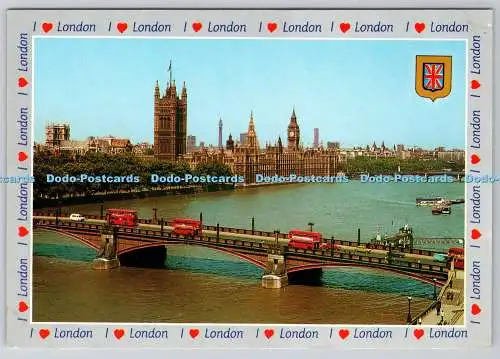 D320198 London. Die Houses of Parliament und die Lambeth Bridge. Fisa