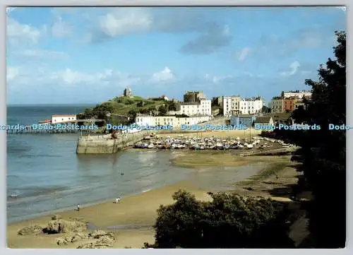 D318626 gefärbt. Tenby. Hafenrettungsboot und normannische Burg aus dem 13. Jahrhundert. Richter Po