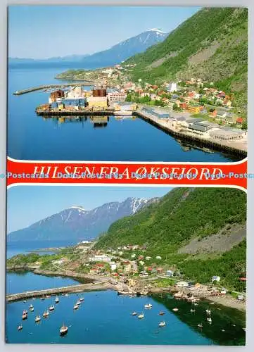 D315812 Norge. Hilsen fra Oksfjord. Oksfjord Kiosk und Blomster. ZUM FOTO ALS. Har