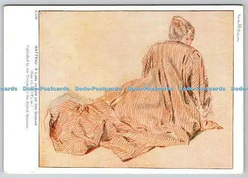 D323869 Watteau. Eine Dame sitzt auf dem Boden. Treuhänder des British Museum. Wa