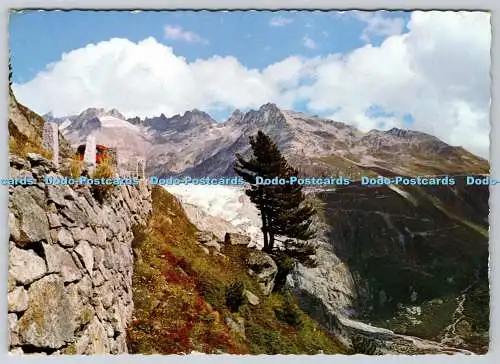 D318691 Grimselpass. Blick auf Rhonegletscher und Furkapass. Brugger AG. R. Kreb