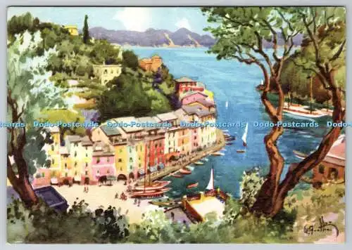 D320374 Portofino. Bezaubernde Aussicht. Acquarelli d Italia. Tigullio Pittoresco