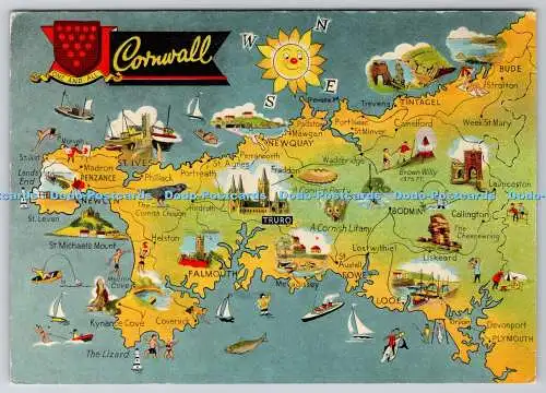 Karte D318847. Cornwall. One and All. E. T. W. Dennis. Scarborough. Neue Farbe. Pos