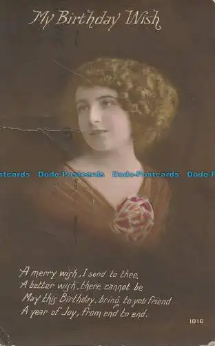 R037027 Grüße. Mein Geburtstagswunsch. Frau. 1918
