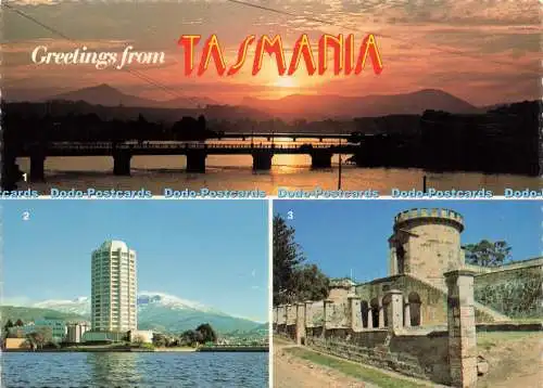 D231540 Grüße aus Tasmanien The Leven River Ulverstone at Sunset Nucolourvue