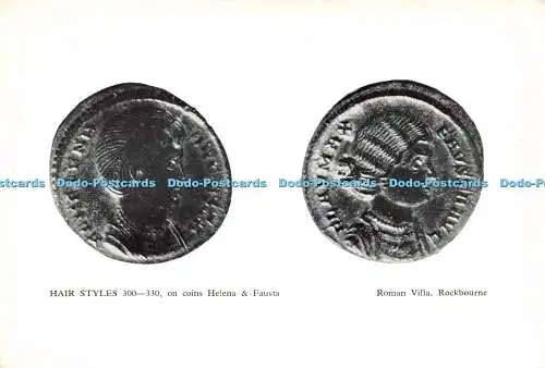 D231593 Rockbourne römische Villa Frisuren auf Münzen Helena und Fausta