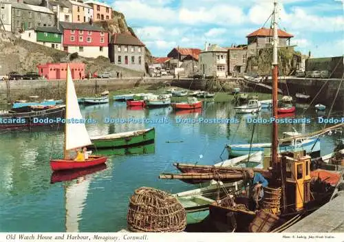 D228518 Cornwall Mevagissey Old Watch House and Harbour John Hinde Ltd E Ludwig