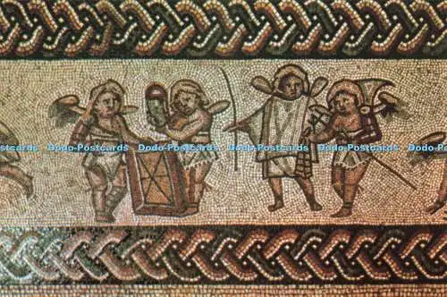 D233611 Bignor Roman Villa Cupid Gladiators A Secutor Being Armed with Helmet an