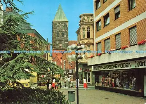 D232406 Rheine Fußgängerzone mit Blick auf St Dionys Kirche Krüger