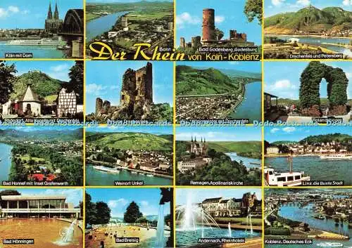D229202 Der Rhein von Köln Koblenz Köln mit Dom Bonn Ruine Drachenfels Cramers K