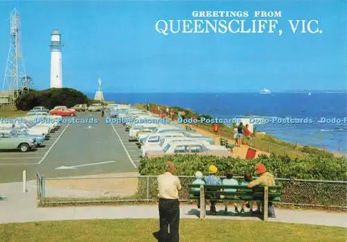 D232590 Grüße aus Queenscliff Vic The Lighthouse Car Park Rose Stereograph