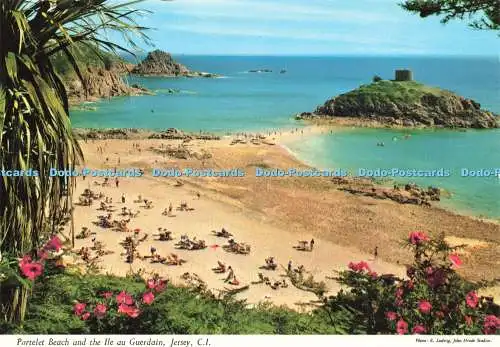 D229272 Trikot C I Portelet Beach and the Ile au Guerdain John Hinde Ltd E Ludwi