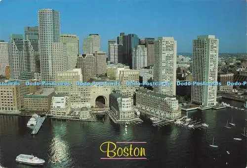 D232704 Boston Ein Möwenblick auf Boston Waterfront Klein Postkartenservice Jona