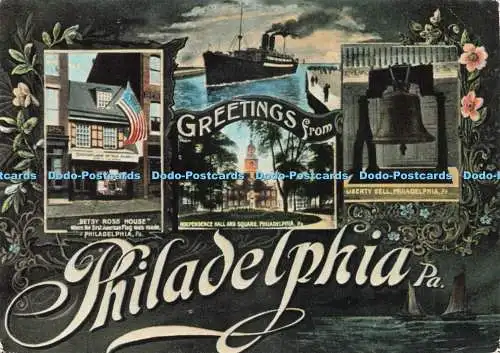 D234108 Grüße aus Philadelphia Pa Liberty Bell Phila Postkarte Co Multi Vie