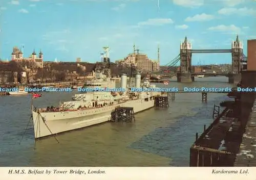 D236402 London H M S Belfast By Tower Bridge Kardorama W W Roberts
