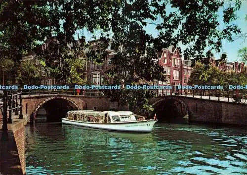 D234217 Amsterdam Gracht med Rondvaartboot Gebr Spanjersberg Krüger