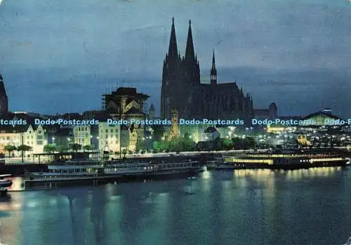 D232939 Köln am Rhein Rheinufer und Dom 1961