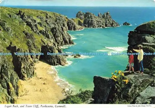 D229669 Cornwall Porthcurno Logan Rock and Treen Cliff John Hinde Ltd 1980