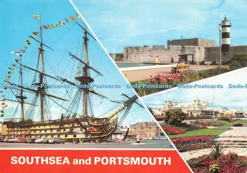 D233030 Southsea and Portsmouth H M S Victory Castle Gardens E T W Dennis and So