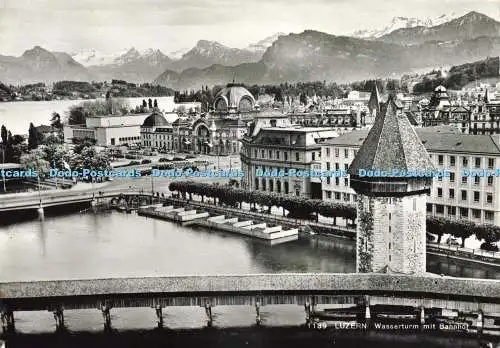 D233087 Luzern Wasserturm mit Bahnhof