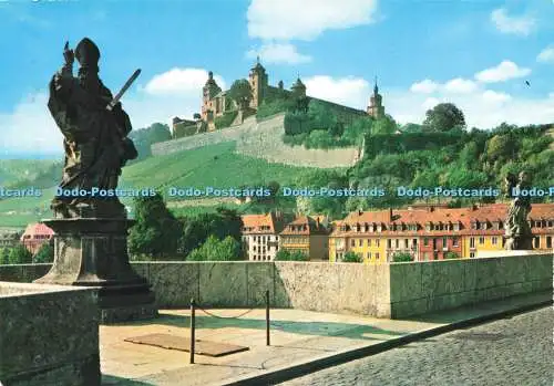 D239000 Würzburg Alte Mainbrücke und Blick Zur Festung Marienberg Krüger