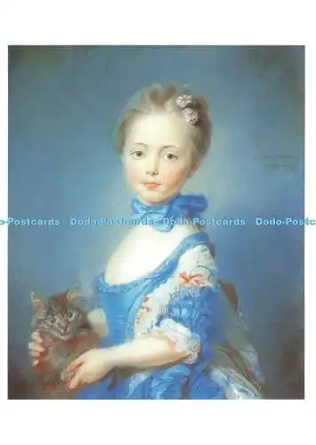 D234613 The National Gallery A Girl With a Kitten Perronneau Jean Baptiste