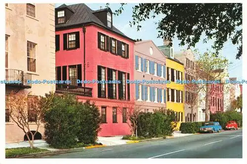 D236926 S C Charleston Rainbow Row Charleston Postkarte