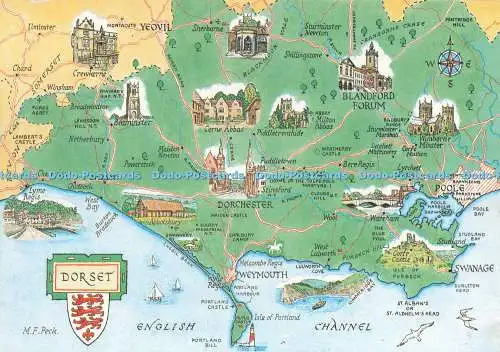 D230052 Dorset Map J Salmon Ltd Aquarell M F Peck
