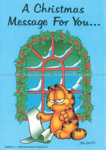 D234756 A Christmas Message For You Garfield United Feature Syndicate Jim Davis